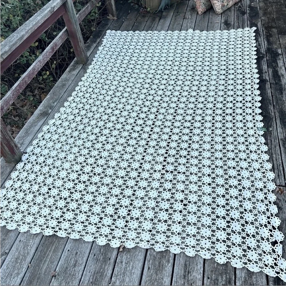 Crochet Doily Blanket Afghan Throw Topper Cottagecore Farmhouse